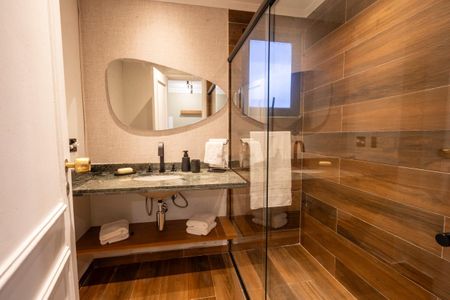 Banheiro de kitnet/studio à venda com 1 quarto, 37m² em Jardins, São Paulo