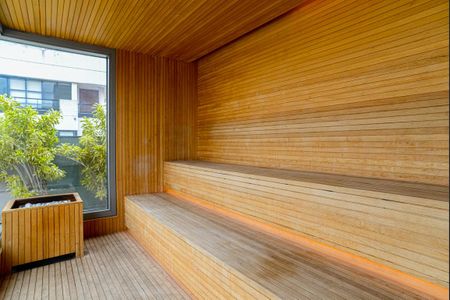 Studio para alugar com 28m², 1 quarto e sem vaga Studio para alugar com 28m², 1 quarto e sem vagaÁrea comum - Sauna