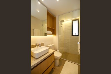 Banheiro de kitnet/studio à venda com 1 quarto, 27m² em Pinheiros, São Paulo