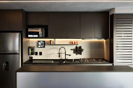 Cozinha de apartamento à venda com 1 quarto, 53m² em Barra Funda, São Paulo
