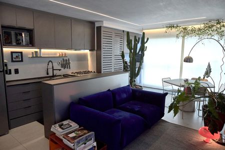 Sala/Cozinha de apartamento à venda com 1 quarto, 53m² em Barra Funda, São Paulo