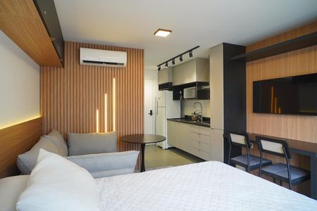 Sala_Quarto de kitnet/studio para alugar com 1 quarto, 30m² em Auxiliadora, Porto Alegre