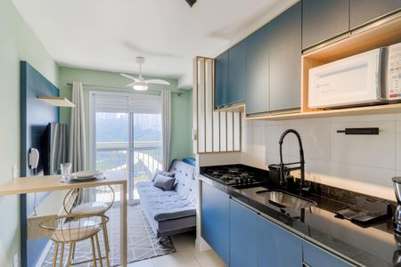 Cozinha de apartamento para alugar com 1 quarto, 26m² em Jardim Caravelas, São Paulo