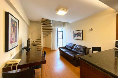 Sala de apartamento para alugar com 1 quarto, 49m² em Savassi, Belo Horizonte